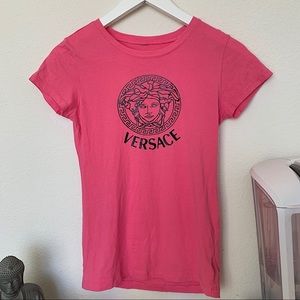 Hot pink Versace printed logo